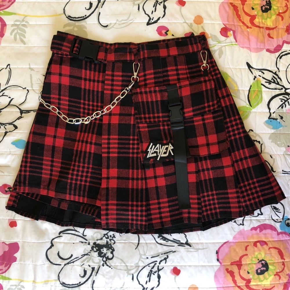 Black & red plaid mini skort